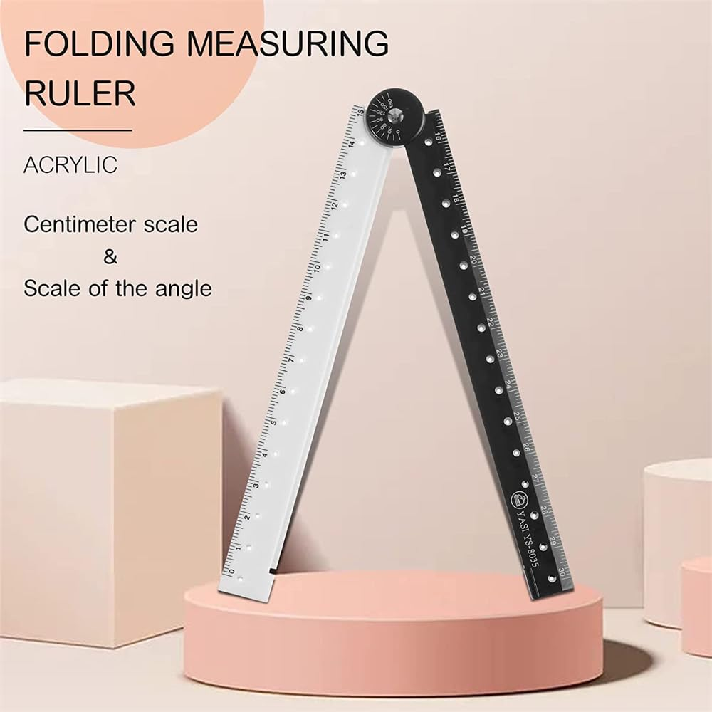 JOWILIN 12 Inch Folding Ruler, 4 Pcs Acrylic Ruler, Angle Measurement Ruler, Flexible Adjustable Folding Ruler, Geometry Measuring Ruler for Measuring and Drawing Tools image number 4