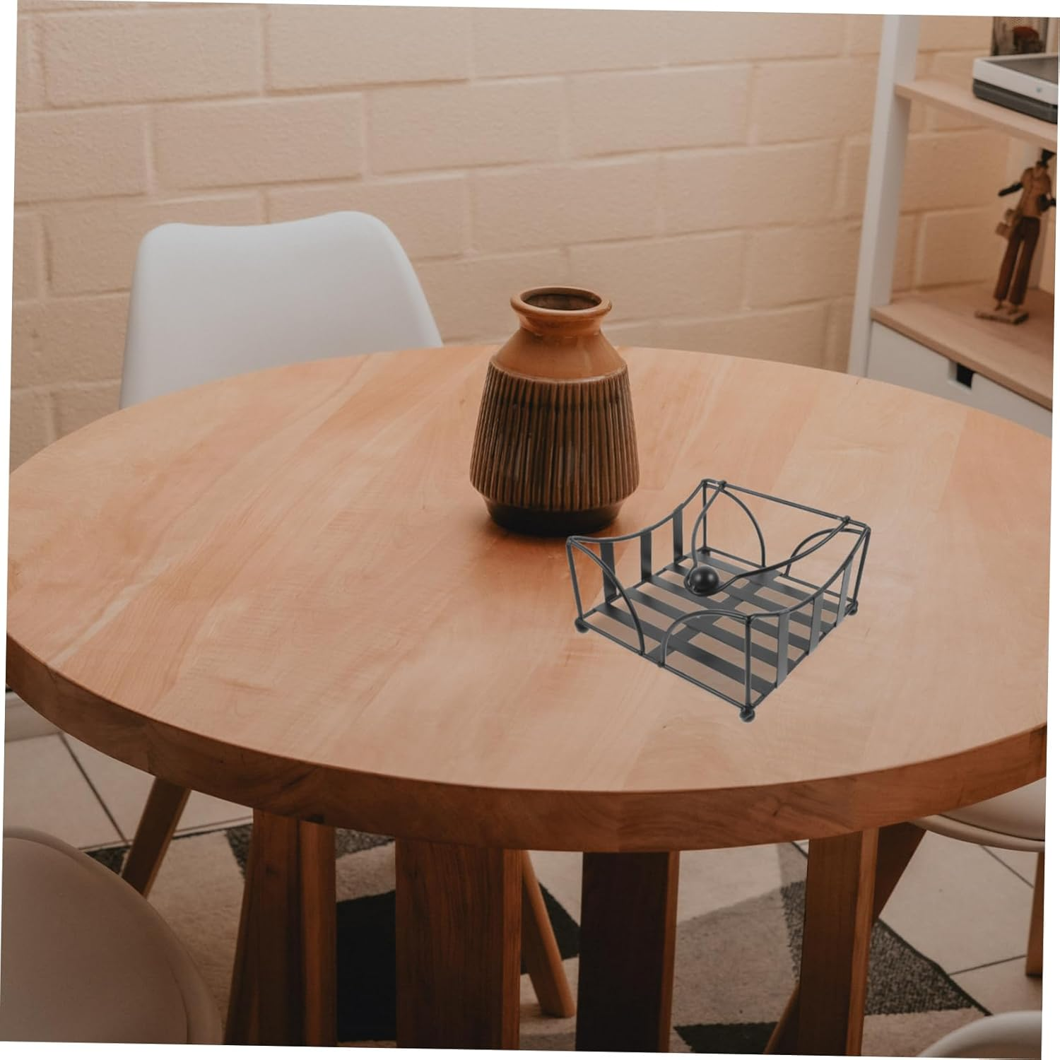 Alipis Farmhouse Napkin Holder Iron Paper Towel Rack Napkin Dispenser for Table Black image number 2