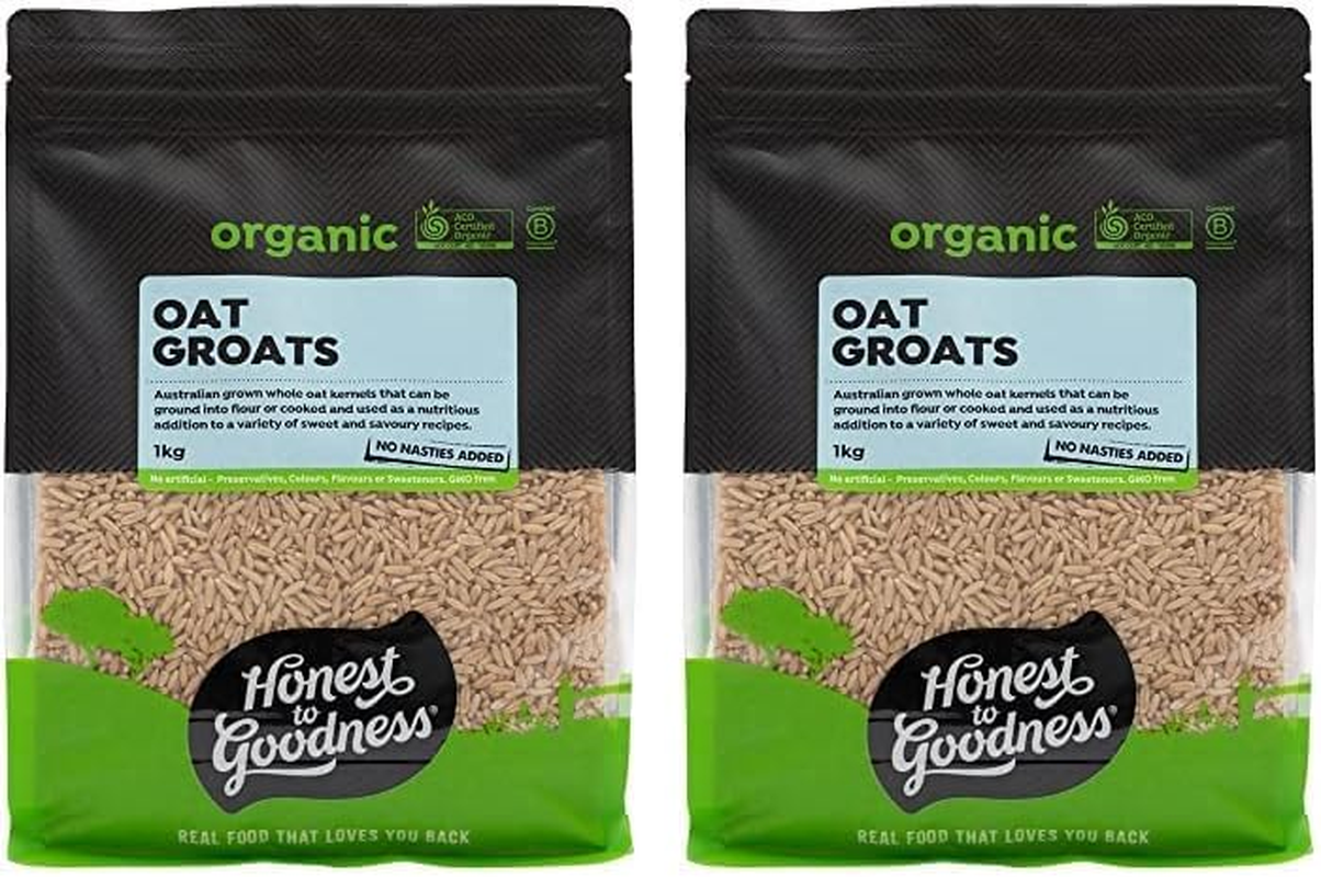 Honest to Goodness, Organic Oat Groats, 1 Kg - Offering a Hearty, Chewy Texture and a Fresh, Nutty Flavor That Enhances a Myriad of Sweet and Savory Dishes.