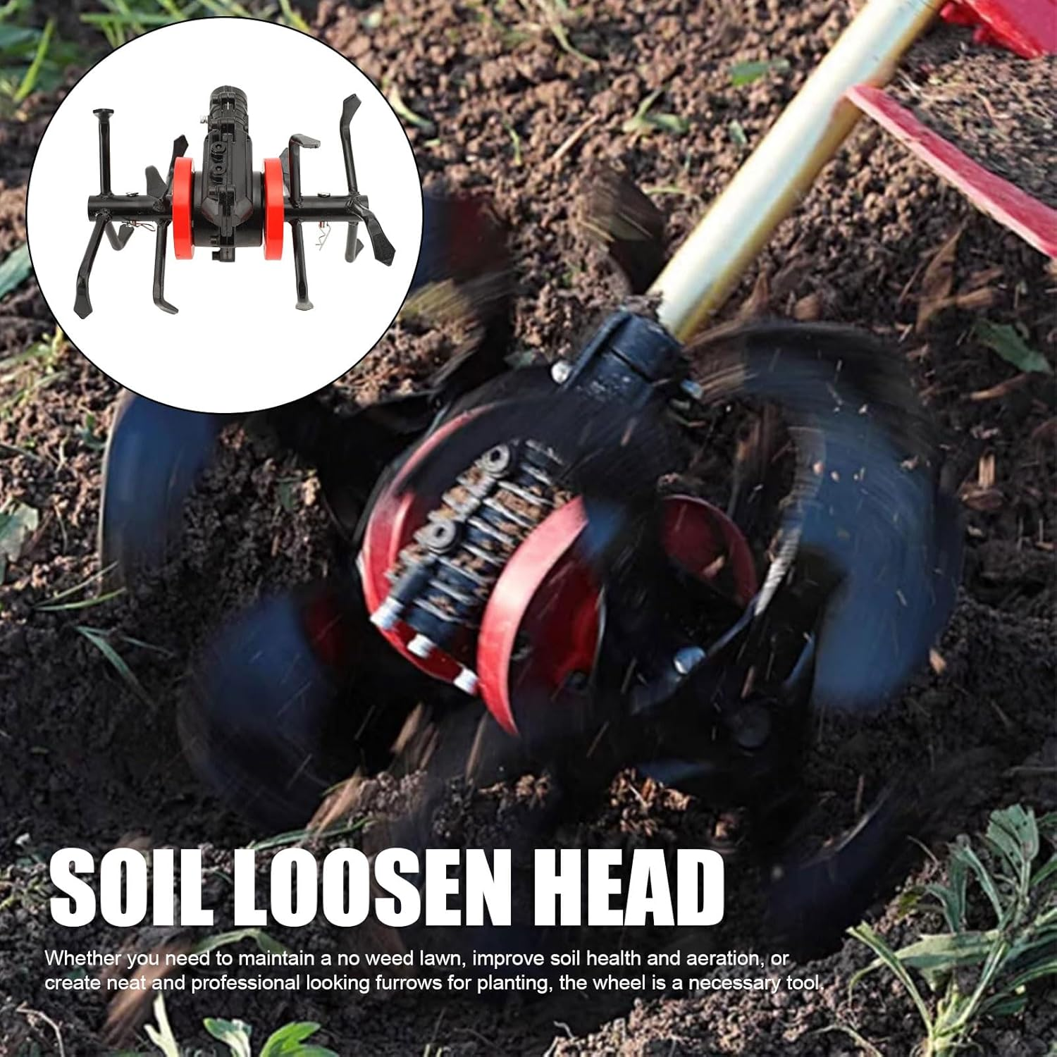 Electric Tiller Blade Head, 10.2 Tilling Width 9 Tines Blade for Cordless Cultivator, Electric Handheld Mini Garden Tiller Attachment for Soil, Lawn, and Vegetable Beds image number 3