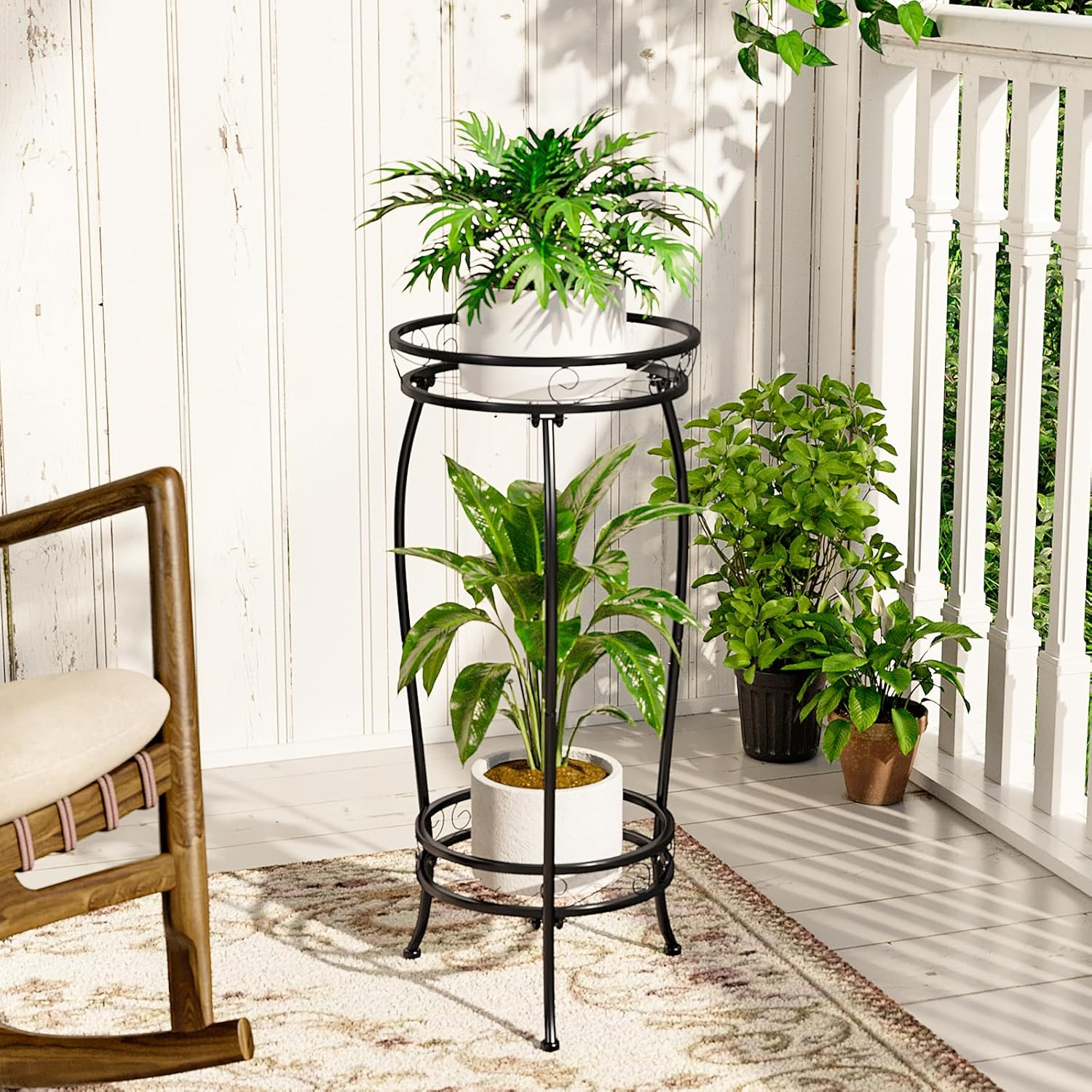 Bamworld 2 Tier Metal Plant Stand Indoor Outdoor, 27 Inch Tall Flower Pot Stands for Multiple Plants, Corner Heavy Duty Plant Shelf for Patio Garden Balcony Living Room Bedroom image number 1