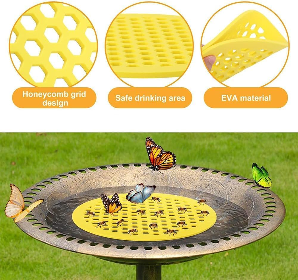Floating Bee Island Butterfly Feeder Drinker, 4Pcs EVA Foam Bee Feeder and Butterfly Drinking Station, EVA Foam Floating Bee Waterer Butterfly Watering Station, round Shaped
