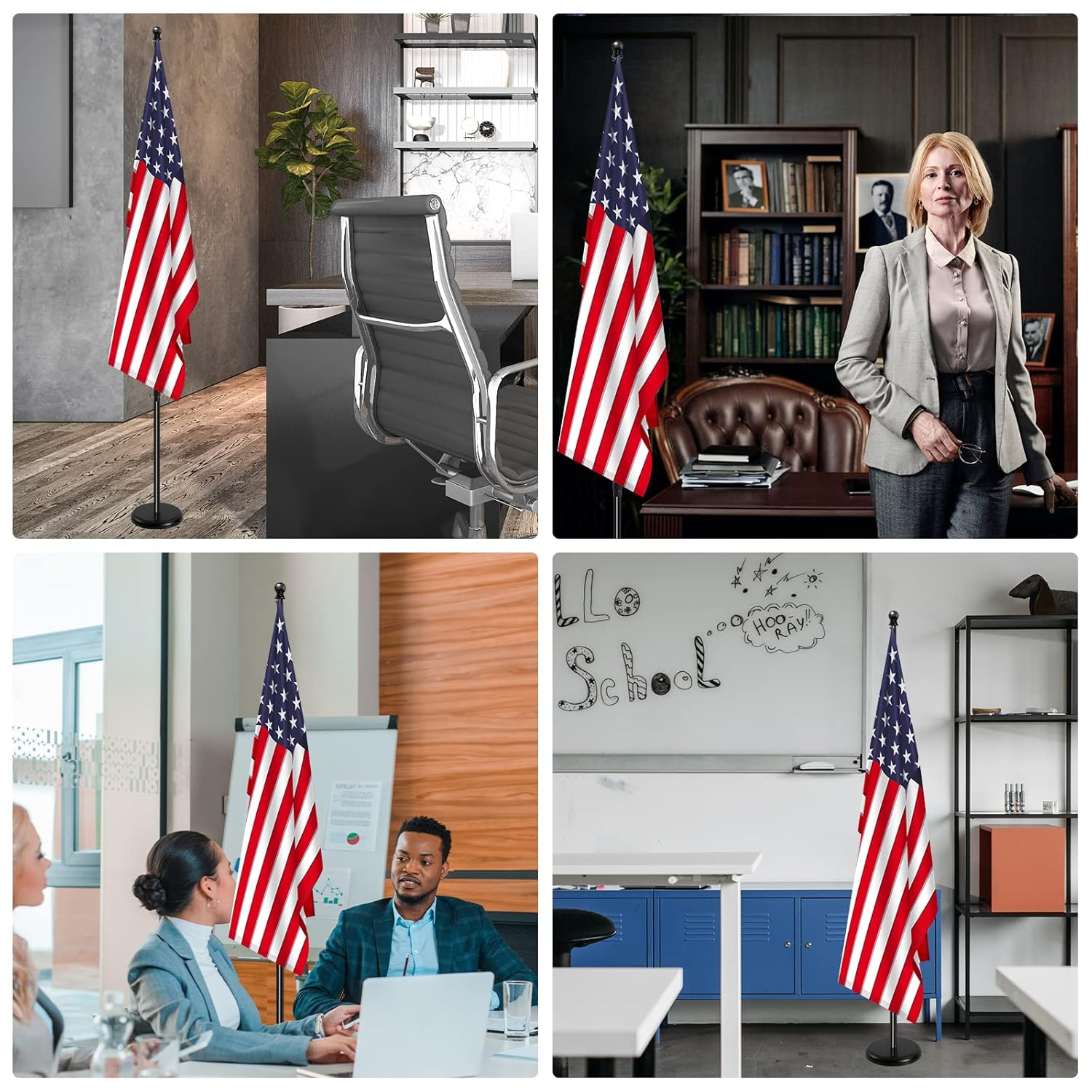 SENZHIYI Indoor Telescoping Flag Pole with Base 6Ft-8Ft,Aluminum Commercial Indoor Flagpole with Black Ball Top Finial,Heavy Duty Indoor Flag Pole Kit for Office School City Hall image number 4