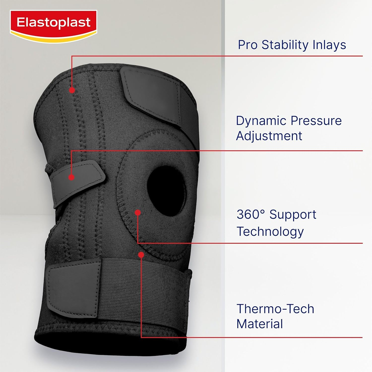 Elastoplast Protective Knee Stabiliser (1 Pack) | Firm Support for Weak or Injured Knees | Adjustable Knee Guard for Knee Pain | Compression Sleeve for Knees | Prevents Re-Injury image number 5