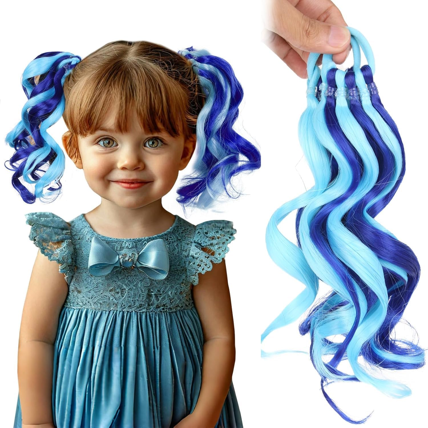 Mini Colorful Rubber Band Ponytail &ndash; Colored Braids Hair Extensions with Rubber Band Playful & Stylish Hair Accessory (Purple)