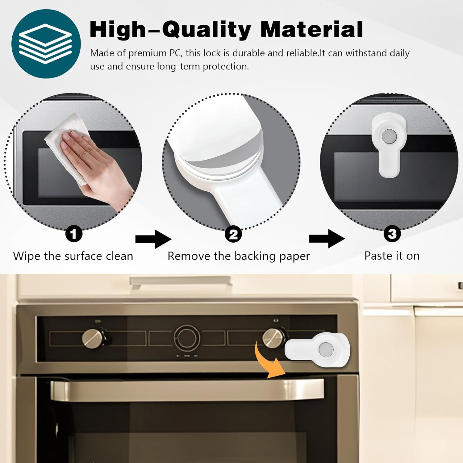 3PCS Oven Lock Child Safety, Oven Baby Proofing, Oven Child Safety Lock, Oven Safety Locks for Toddlers, Baby Safety Products, Kitchen Accessories, Kitchen Must Haves (White)