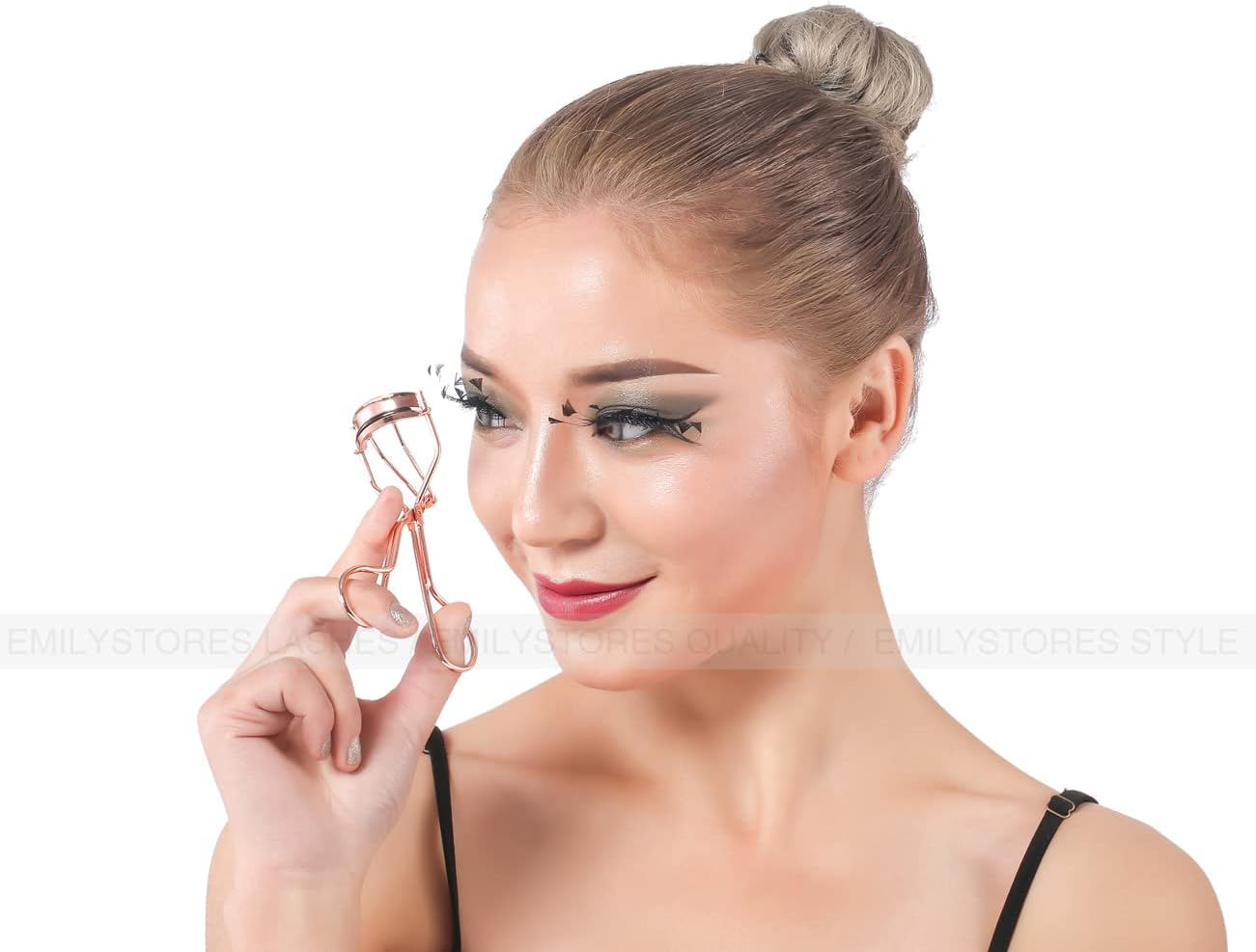 EMILYSTORES Professional Makeup Tool for Eyelashes with 2 Silicone Refill Pads Pinch Pain FREE Metal Eyelash Curler 1PC, Golden Color image number 4