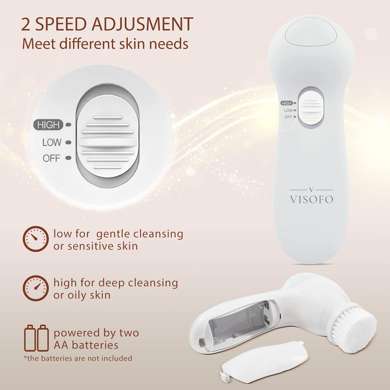 VISOFO Facial Cleansing Brush Exfoliator | Powered Electric Spin Cleanser | Deep Cleansing & Gentle Exfoliation | Pearl image number 3