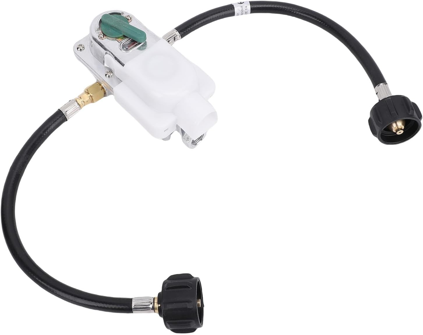 2 Stage Auto Changeover RV Gas Regulator with 12 Inch Pigtail Hose 250PSI 287500BTU for Trailers, Dual Stage Pressure Regulation, Automatic Switch Feature, Metal and Rubber