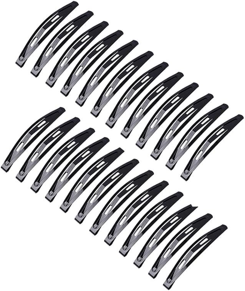 24 Pcs Black Snap Hair Clips, Metal Hair Clips for Women Long No-Slip Barrettes, Small Hair Clips for Girls Women Makeup Styling Hair Accessories (2.16 Inch) image number 1