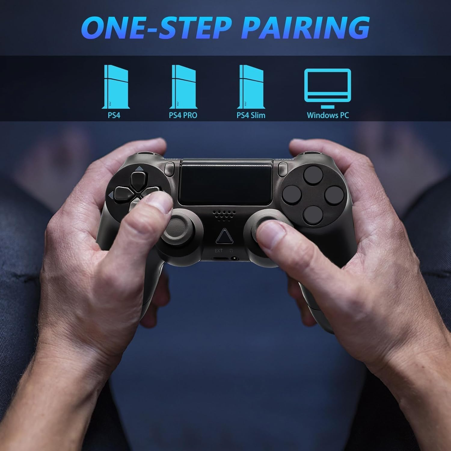 Wireless Controller for PS4 -Controller Wireless for Ps4/Pro/Slim/Pc, Bluetooth Gamepad Joystick with Dual Vibration Touch Panel 3.5Mm Audio Jack Six-Axis Buttons Upgraded Ergonomic Controller(Black)