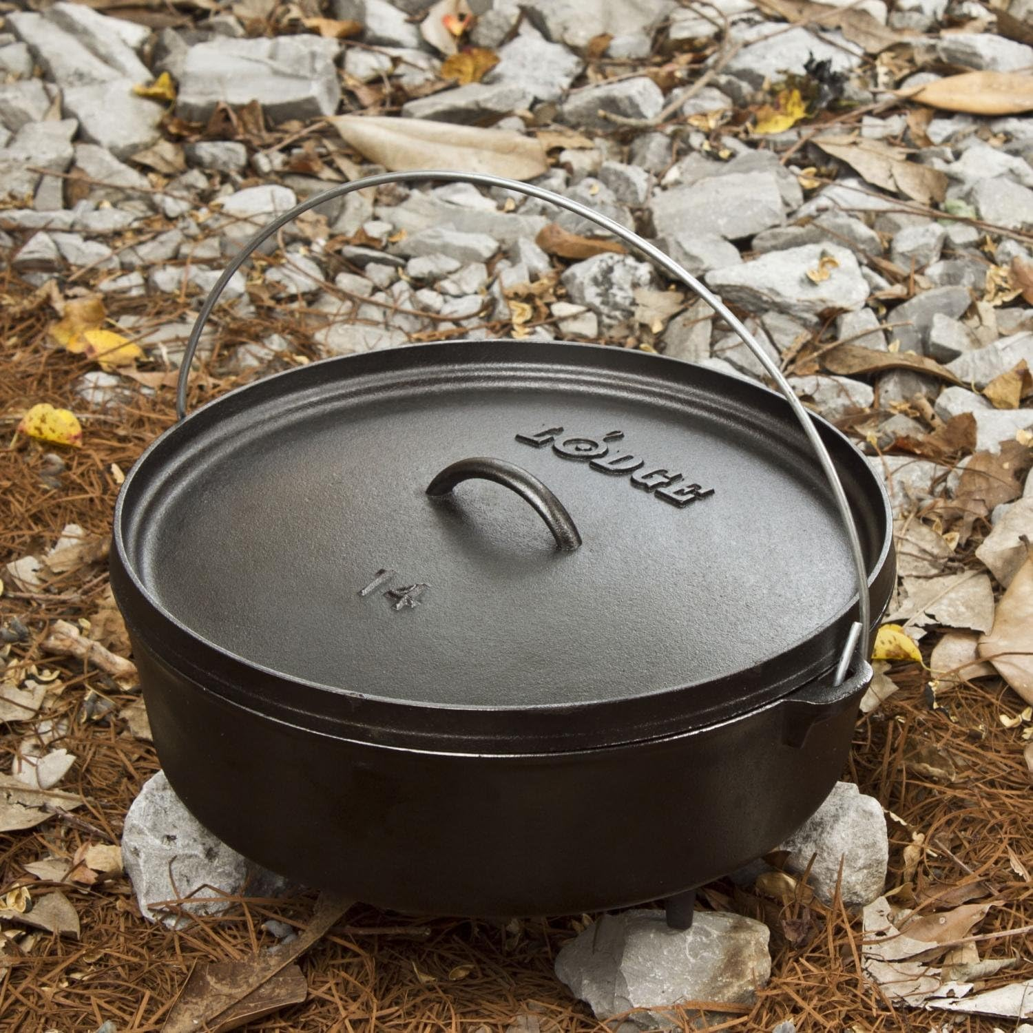 Lodge 6 Quart Pre-Seasoned Cast Iron Camp Dutch Oven with Lid - Dual Handles - Use in the Oven, on the Stove, on the Grill or over the Campfire - Black image number 4
