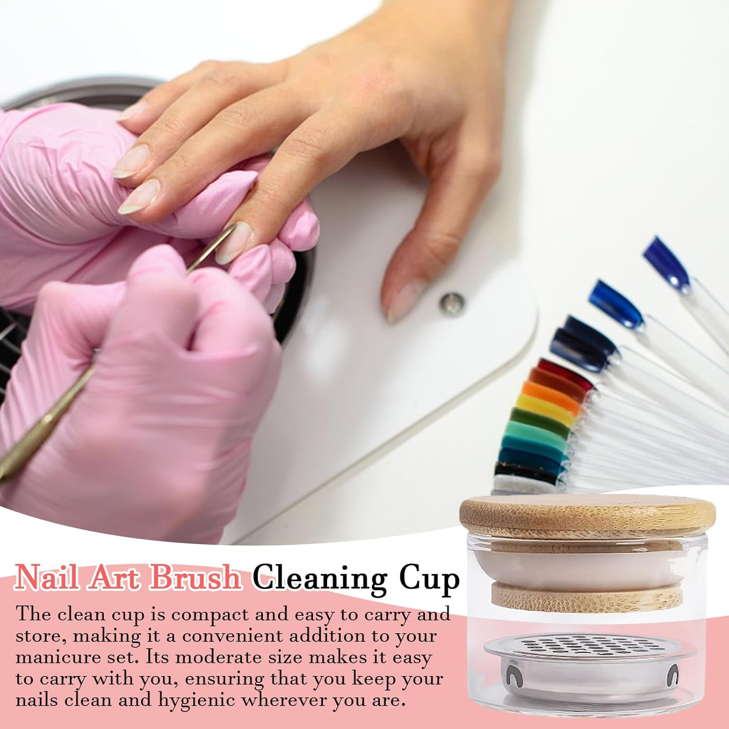 Nail Brush Cleaner Cup - Nail Brushes Washing Cup | Brush Cleaner Cup | Small Nail Washing Cup Holder with Lid | Storage Cup and Filter | Portable Nail Brush Cleaning Tool for Nail Salon image number 4