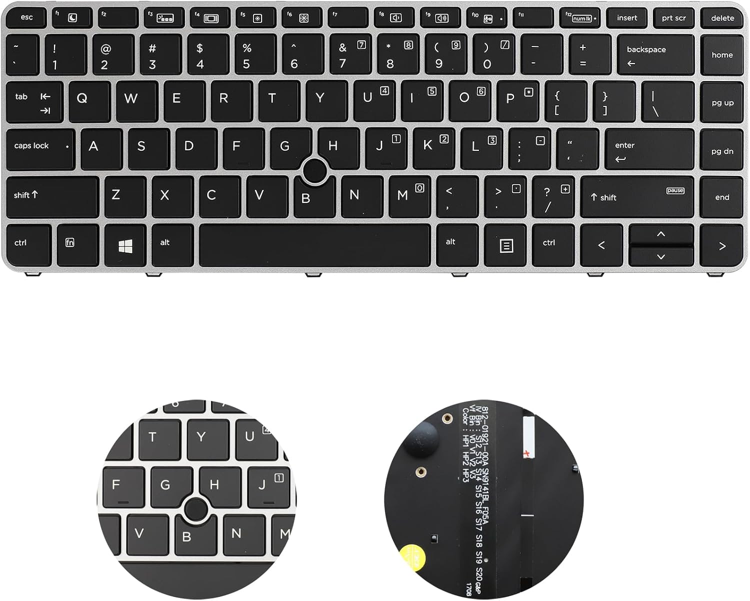 New Backlit Keyboard for HP Elitebook 840 G3 840 G4 745 G3 745 G4 848 G3, P/N 901042-001 903008-001 836308-001 6037B0126901 Silver Frame US Layout Laptop Keyboard (Not with Pointer) image number 4