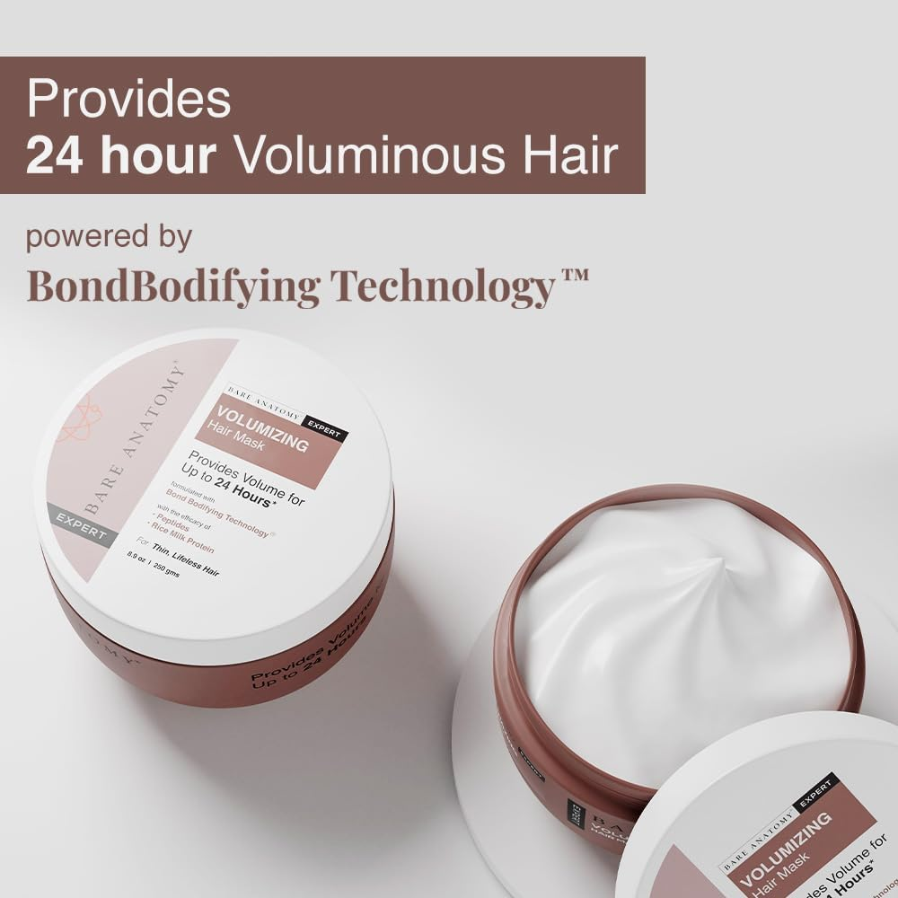 Bare Anatomy Volumizing Hair Mask | Volume for Upto 24 Hrs | Powered by Peptides & Rich Milk Protein | for Dense & Conditioned Hair | for Dry & Frizzy Hair | Sulphate & Paraben Free |Women & Men-250Gm image number 5