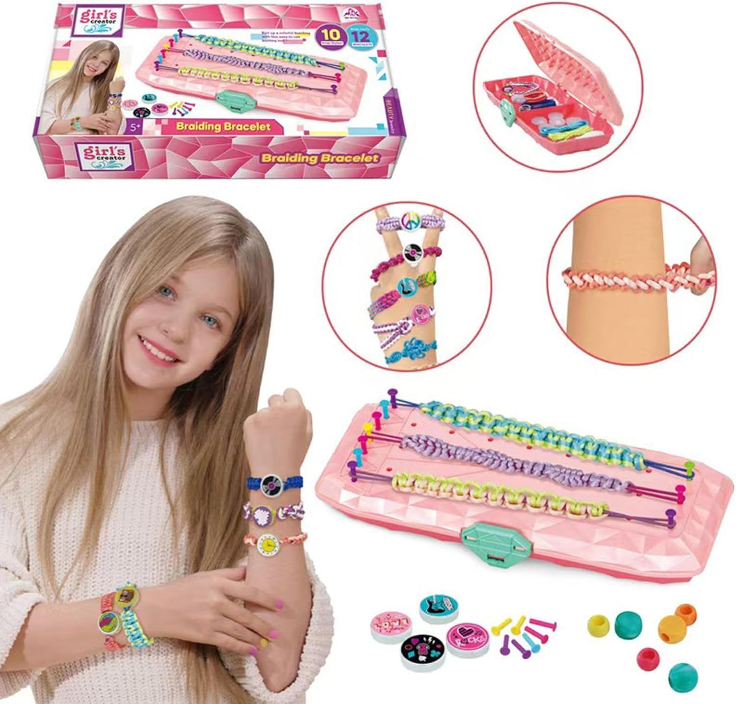 CYZAM Friendship Bracelet Making Kit, Art and Craft Set for Kids Ages 8-12, DIY Bracelet String Maker Kit Toys for Teens 6 7 8 9 10 11 12 Years Old Girls image number 2