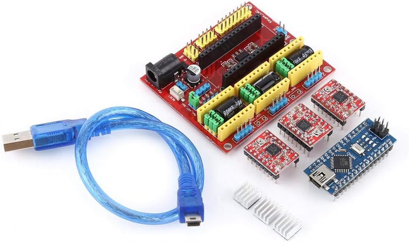 3D Printer Engraving Expansion Board Kit Controller CNC Shield V4+Nano 3.0 Board+A4988 Driver with USB Cable for Arduino