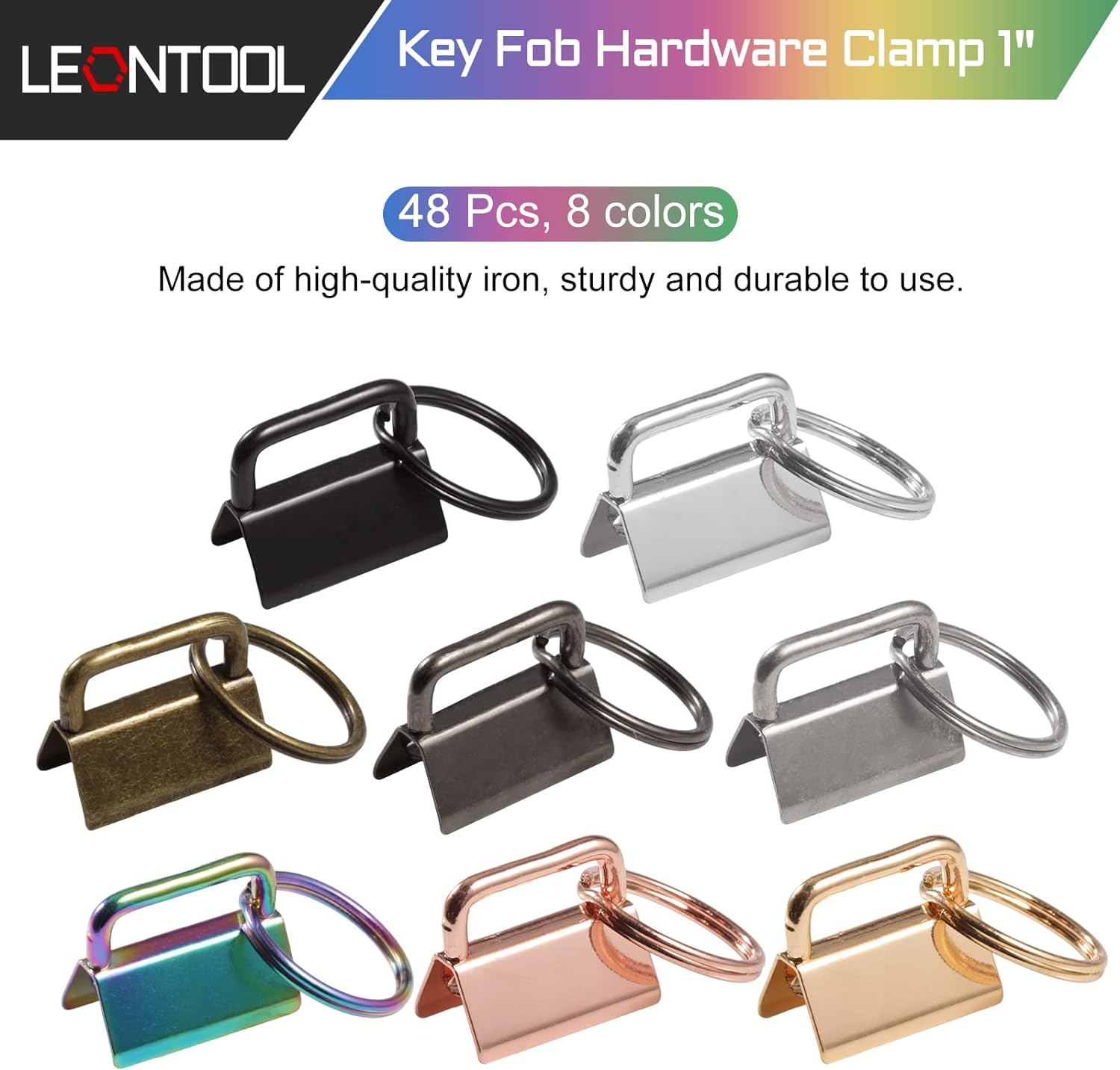 Key Fob Hardware Set 8 Colors Keychain Fob Hardware Kit for Wristlet Keychain, Key Lanyard and Key Chain Making image number 3