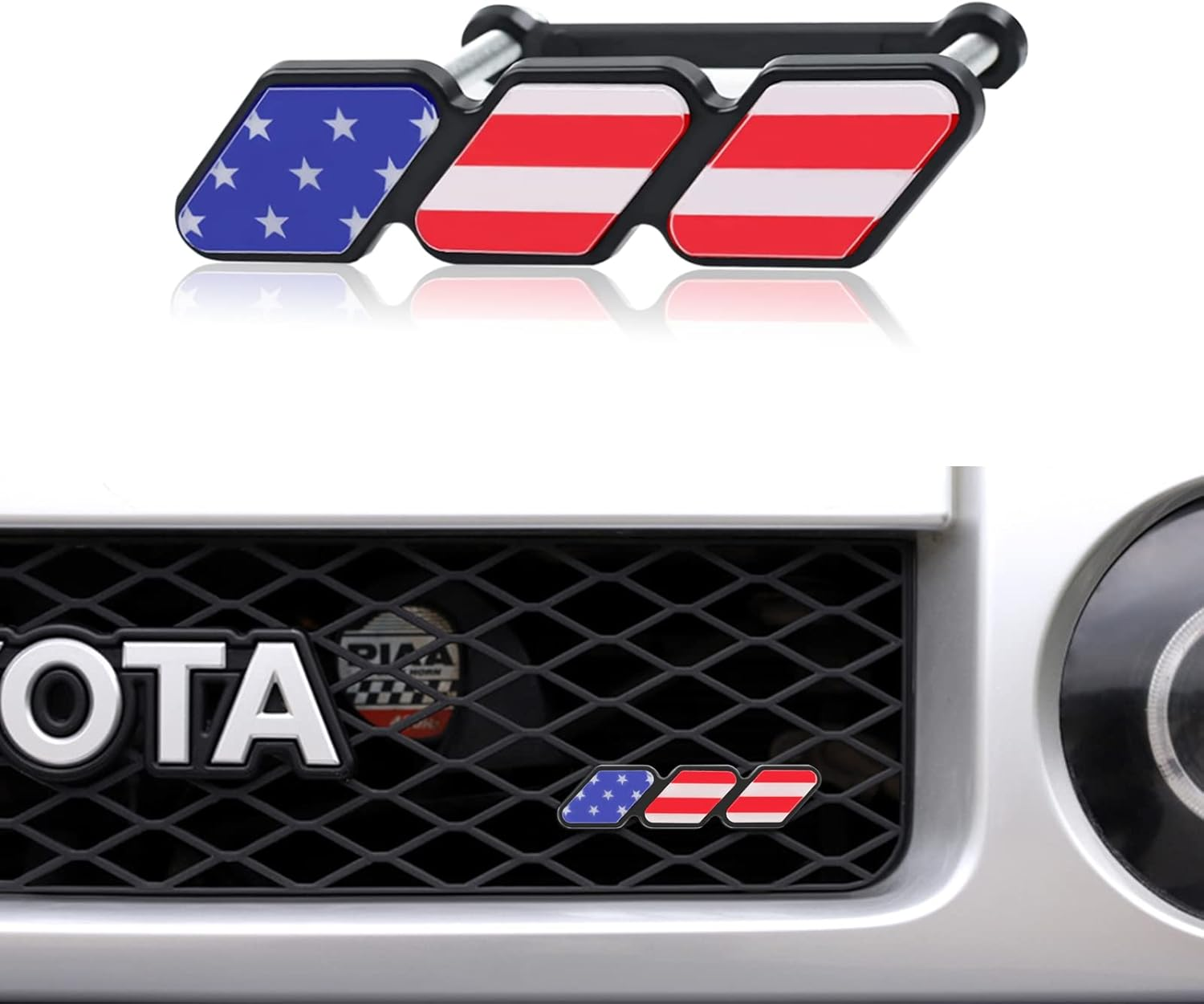 Jawmoy Pack-1 Tri-Color Grille Badge Emblem Decoration, Automobile Front Mesh Accessories, Compatible with Toyota 4Runner Tacoma Tundra (Black & Gray & White)