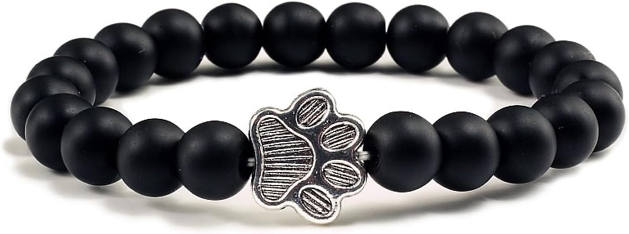 POYAMUSE Lovely Pet Paw Turquoise Beaded Strand Bracelet for Women Men Pet Memorial Jewelry, Cute Dog Cat Paw, Colorful Turquoise Beads