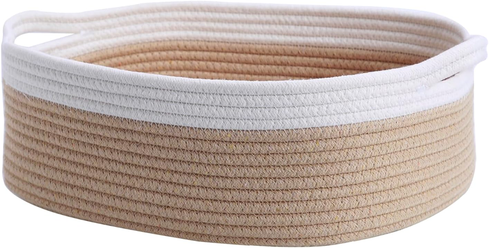 Woven Cotton Rope Storage Basket, (14.5"X 11"X 5") Cube Changing Table Organizer for Closet Towels, Baby Nursery Bin, Small Dog Cat Toy Box, Gift Baskets Empty by CIKI HOME