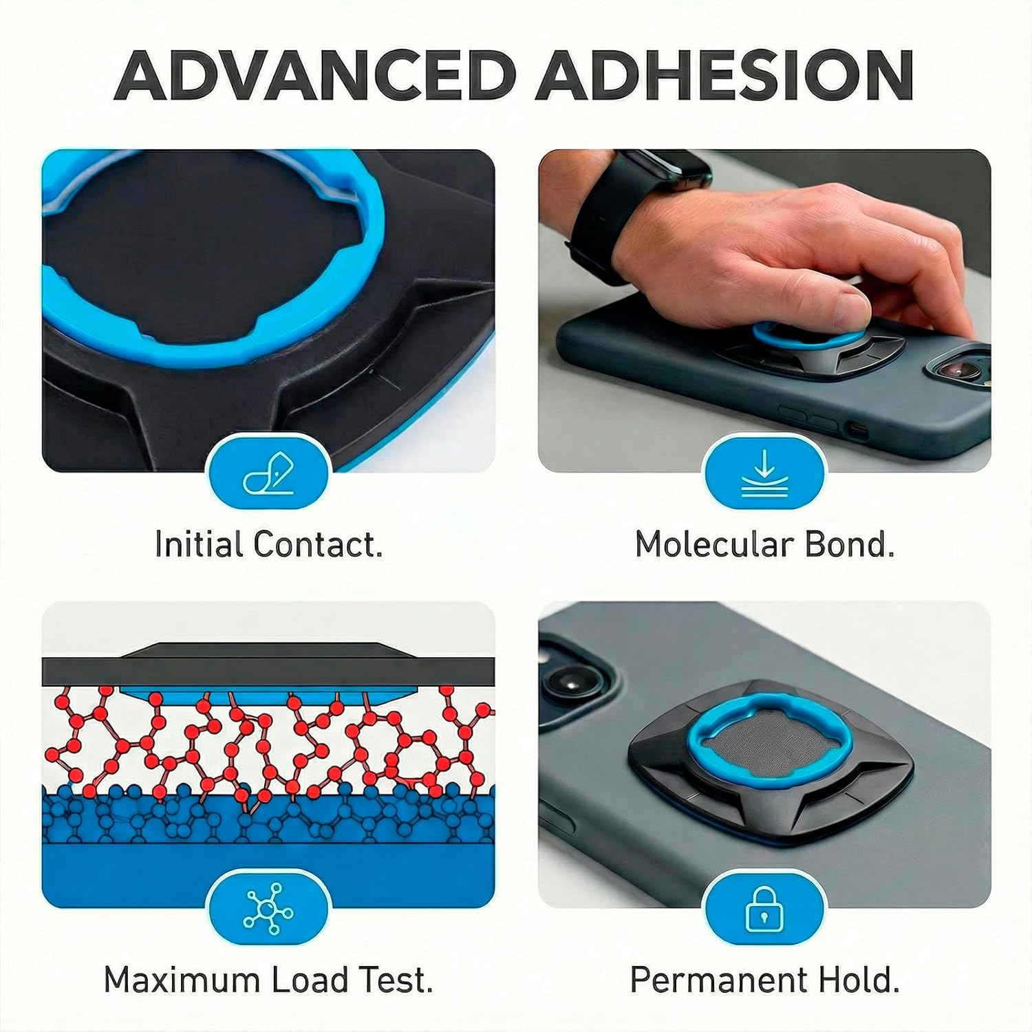 JANGJANG Phone Mount Universal Adaptor for Quad Lock, Adhesive Mount, Quick and Secure for Smartphones, Motorcycles, Bicycles, Cars, Accessories, Blue (Blue) image number 5