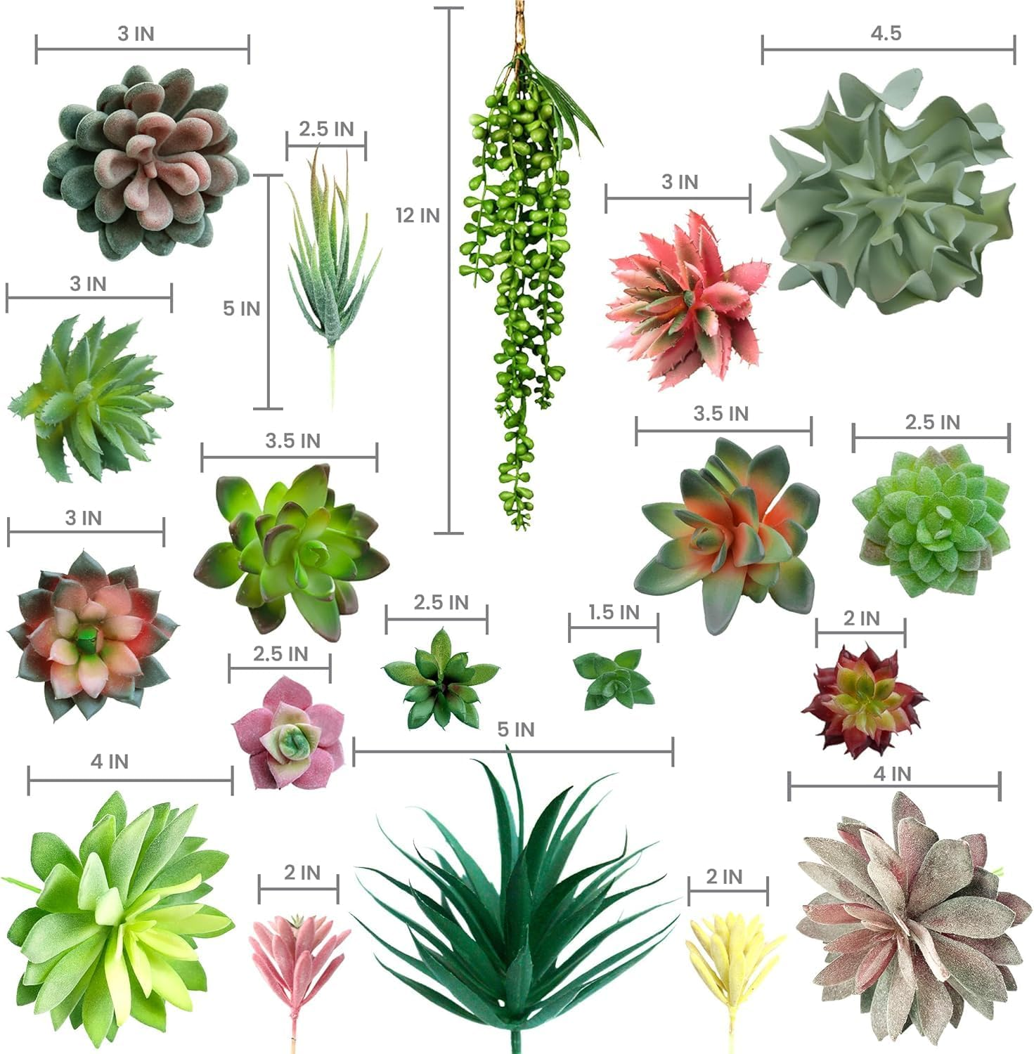 Fake Succulents Unpotted - 20 Pack - Realistic Succulent Plants Artificial - Large Faux Succulent Bulk DIY Home Decor - Fake Plant Cactus Greenery - Premium Mini Artificial Succulent Flowers image number 4