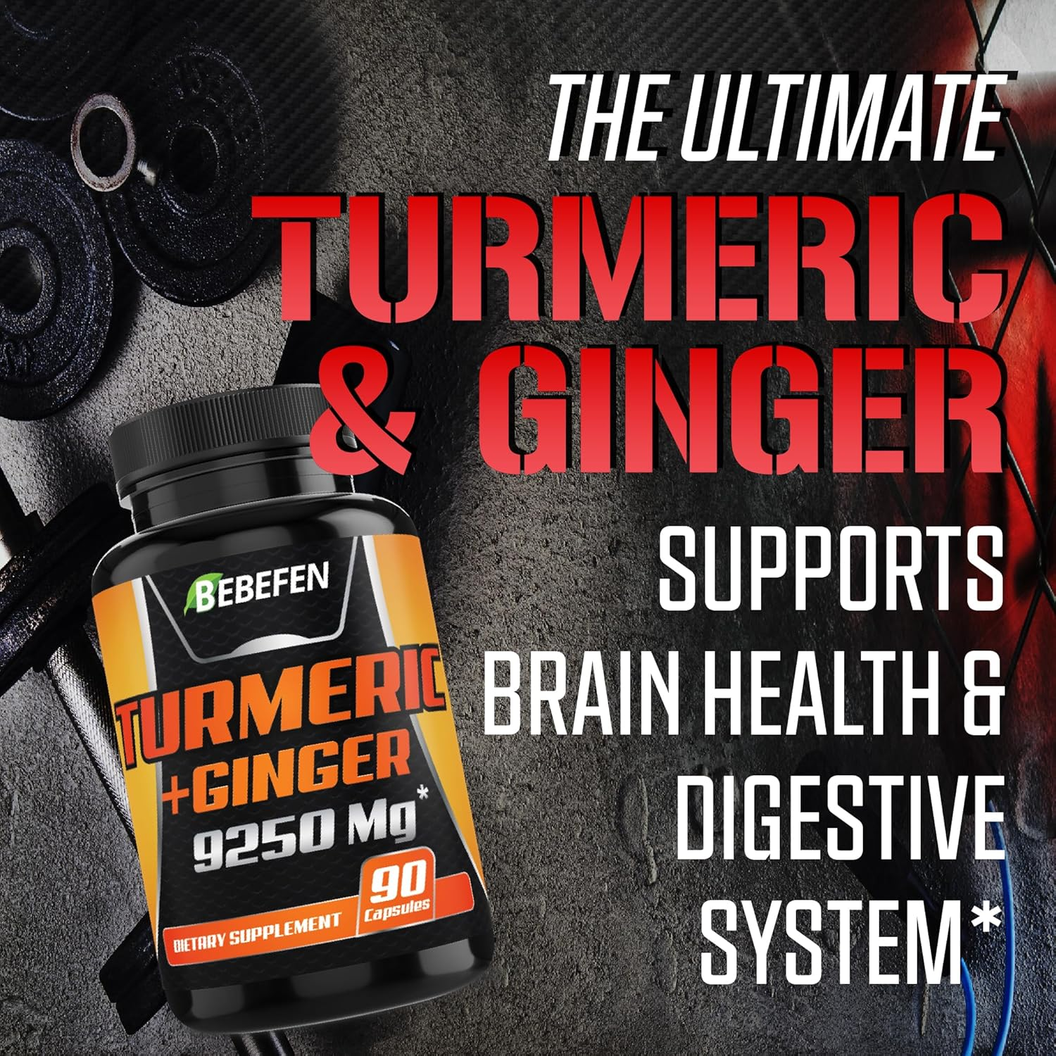 6In1 Turmeric Curcumin Root Ginger Supplement - 90 Capsules for 3-Month Supply - 9250Mg Combined with Apple Cider Vinegar, Hawthorn Berry & Black Pepper - Gluten Free, Non-Gmo image number 2