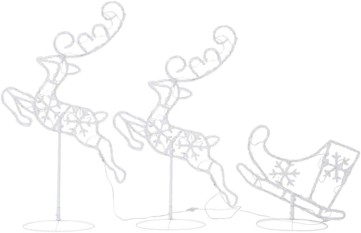 Acrylic Christmas Flying Reindeer Sleigh 260X21X87Cm Holiday Decor Outdoor image number 3