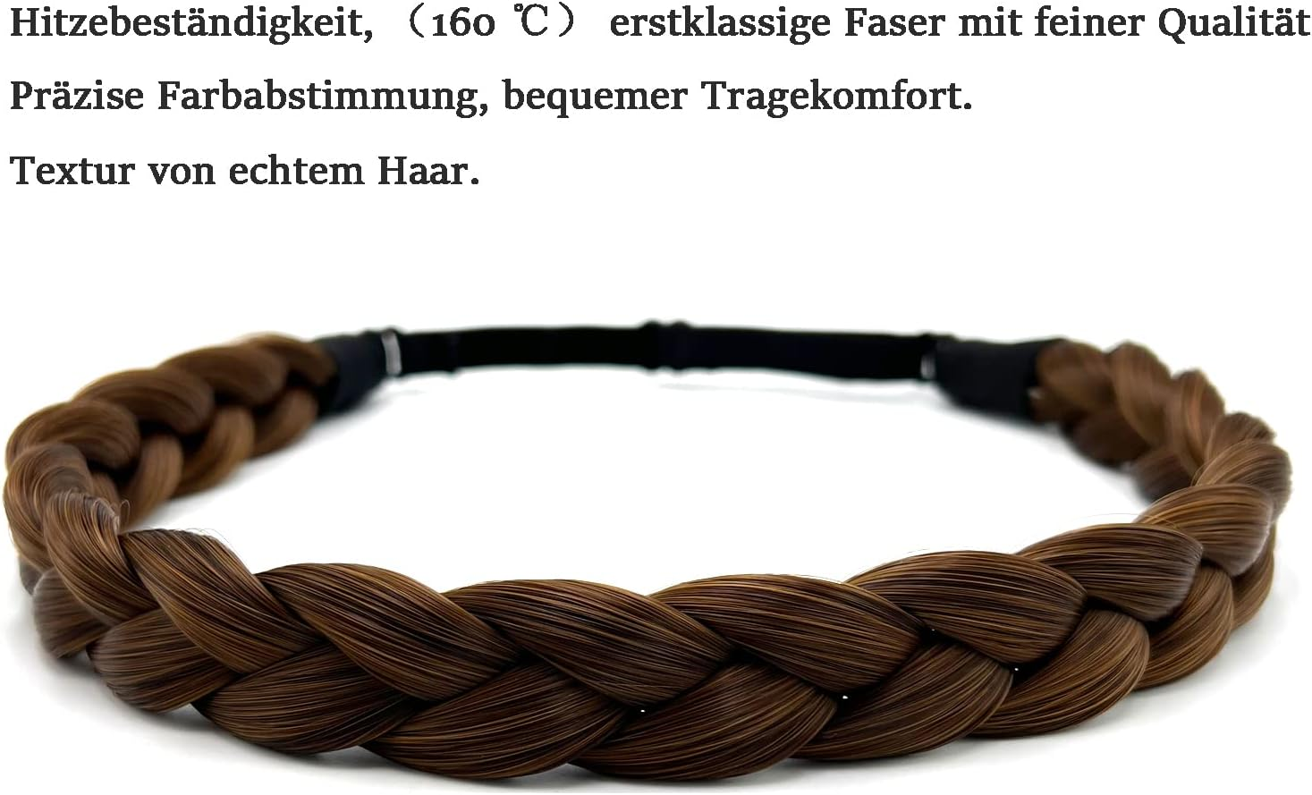 TOECWEGR Braided Headband 3 Strands Synthetic Hair Braided Headband Classic Chunky Elastic Hairpiece Women'S Beauty Accessories (Dark Brown-6A27) - Black/Brown image number 3