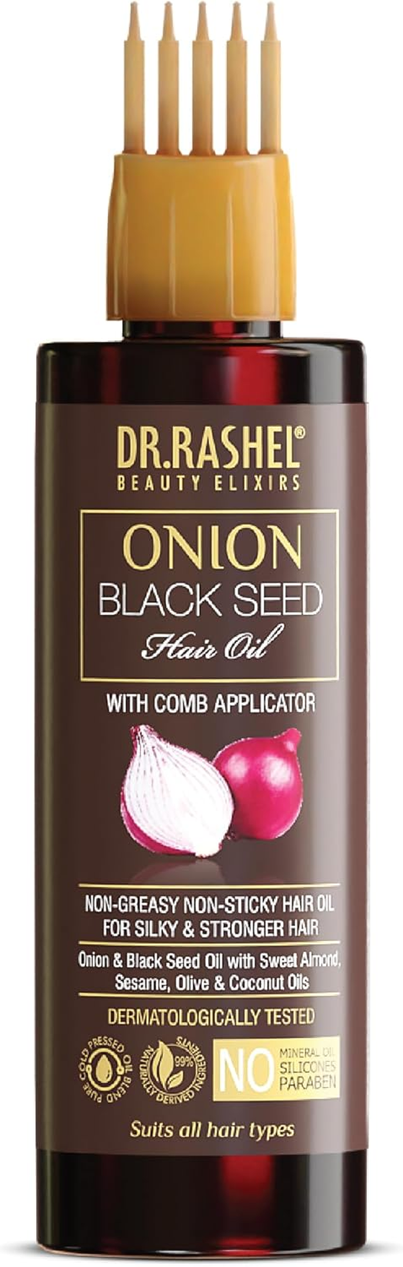 DR.RASHEL Onion Oil - Black Seed Onion Hair Oil with Comb Applicator - Controls Hair Fall - No Mineral Oil, Silicones & Paraben - 100 Ml image number 6