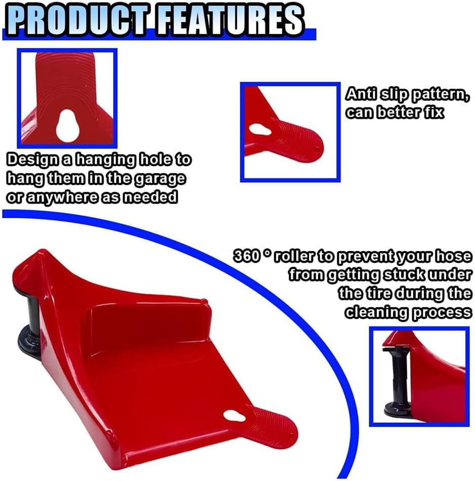 4 Pcs Car Hose Guide, Guide Preventing Pressure Washer Hose Stuck under the Wheels,Slip-Resistant Tire Stoppers Truck Wheel Rolling System Tool, Car Wash Tool for SUV Pickup Truck Motorcycle