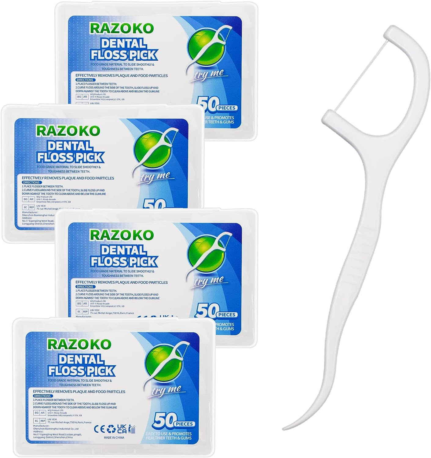 RAZOKO Dental Picks, 200Pcs High Toughness Professional Toothpicks with Portable Case, Dental Floss Picks image number 5