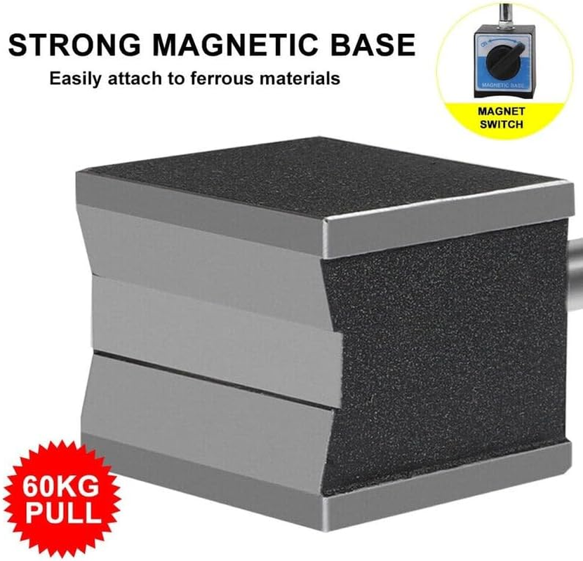 EZONEDEAL Dial Indicator with Magnetic Base Holder Fine Adjustable Long Arm 0-1" Tester Gage Gauge 0.001" Magnetic Base & 22 Point Precision Inspection Set image number 4