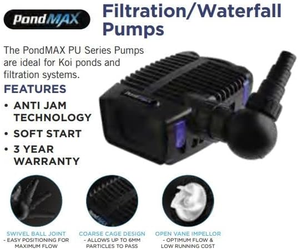 PU3500 Filtration/Waterfall Caged Pump 3500L/Hr 240V 2.4M Head 10M Cable 02PD041 image number 2