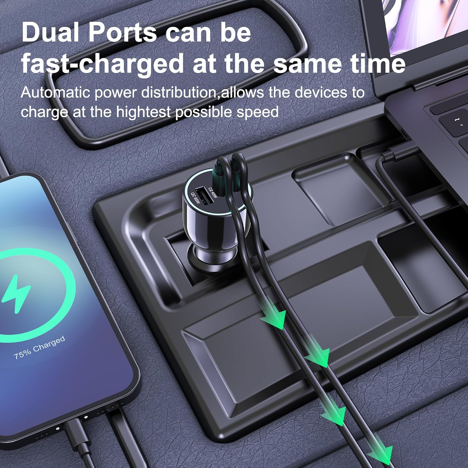 165W USB C Car Charger, 3-Ports PD 100W PPS 45W QC65W Super Fast Charging for Macbook Pro Air Iphone 16 15 Pro Max Ipad Samsung Galaxy S24/23 and More image number 6