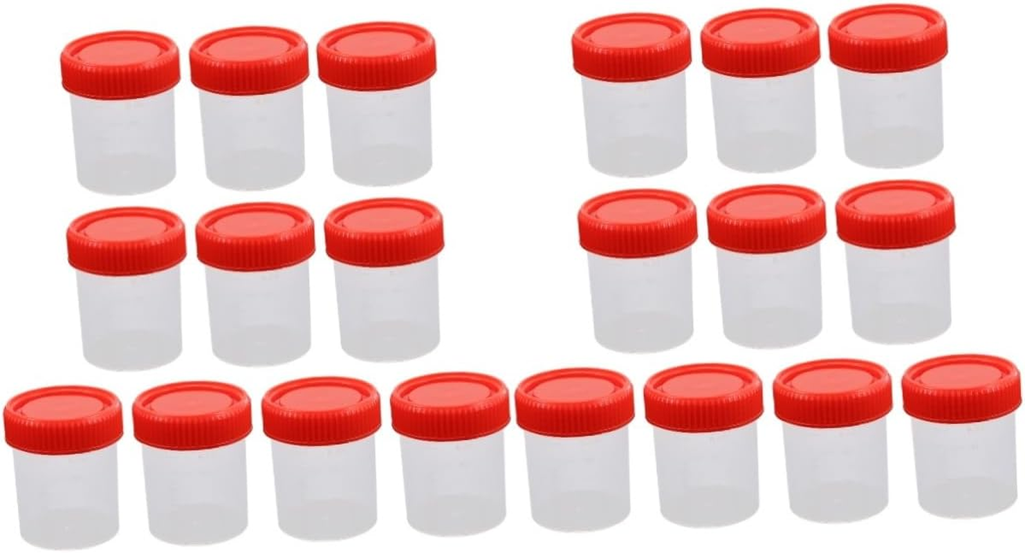 GLEAVI Cups with Leak-Resistant Screw Caps 2.25Oz Plastic Sample for Medical Testing and Laboratory Use