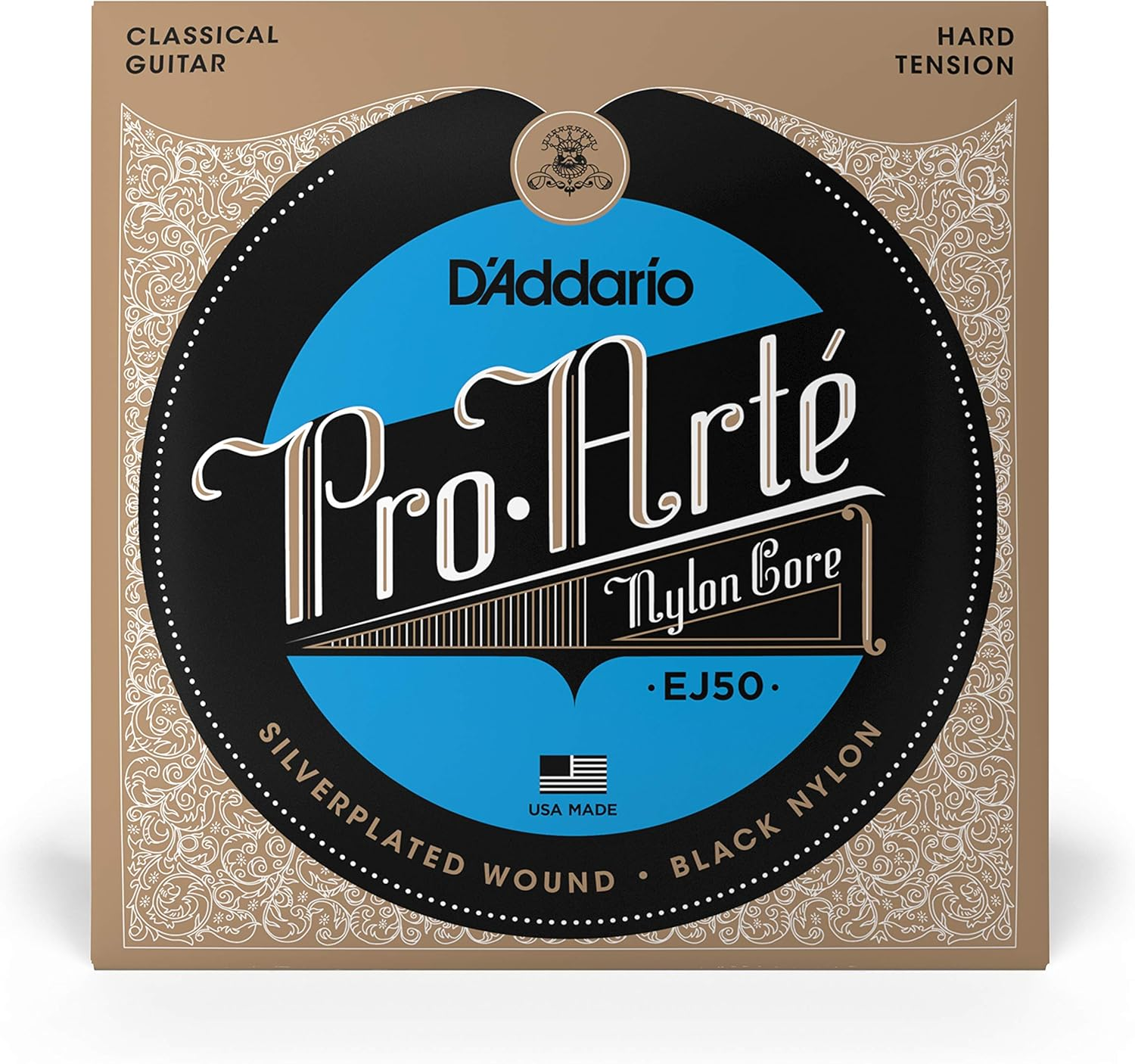 D'Addario EJ50 Pro-Arte Black Nylon Classical Guitar Strings, Hard Tension image number 3