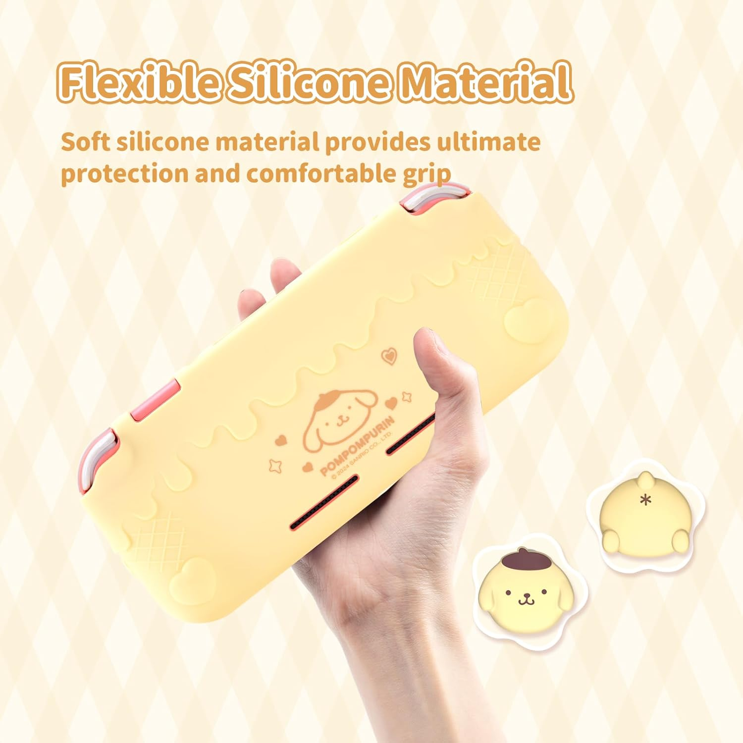 Kuitmor Protective Case for Switch Lite,Kawaii Switch Cover Case,Anti-Scratch Soft Silicone Protective Shell for Switch Lite 2019 with 2 Thumb Grip Caps - BDG image number 3