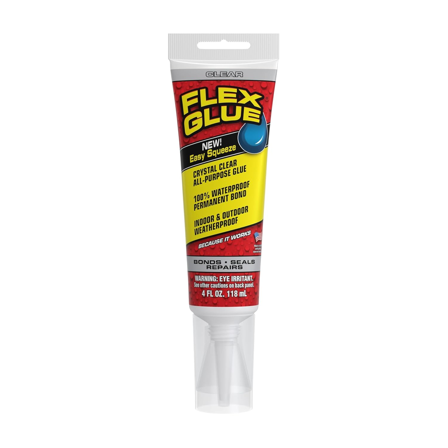 Flex Glue, Super Strong, Transparent, Rubberized Waterproof Adhesive, Works Underwater, Use on Pools, Showers, Outdoors, Concrete, Brick, Pavers, UV Resistant, 4 Oz Squeeze Tube, Clear image number 3
