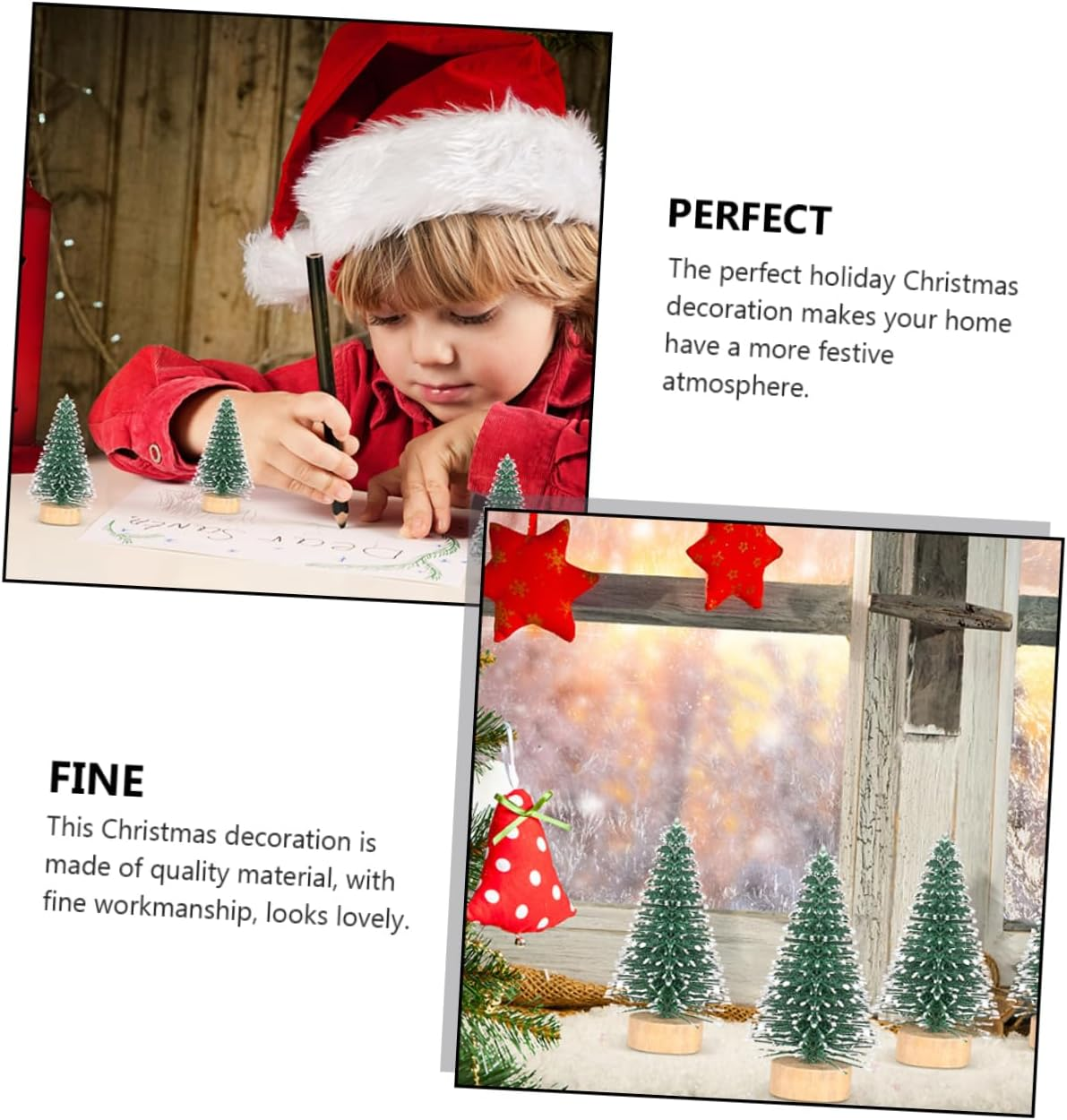 12Pcs Mini Christmas Tree Ornaments Desktop Artificial Tree Xmas Showcase Decor Artificial Christmas Ornaments image number 1