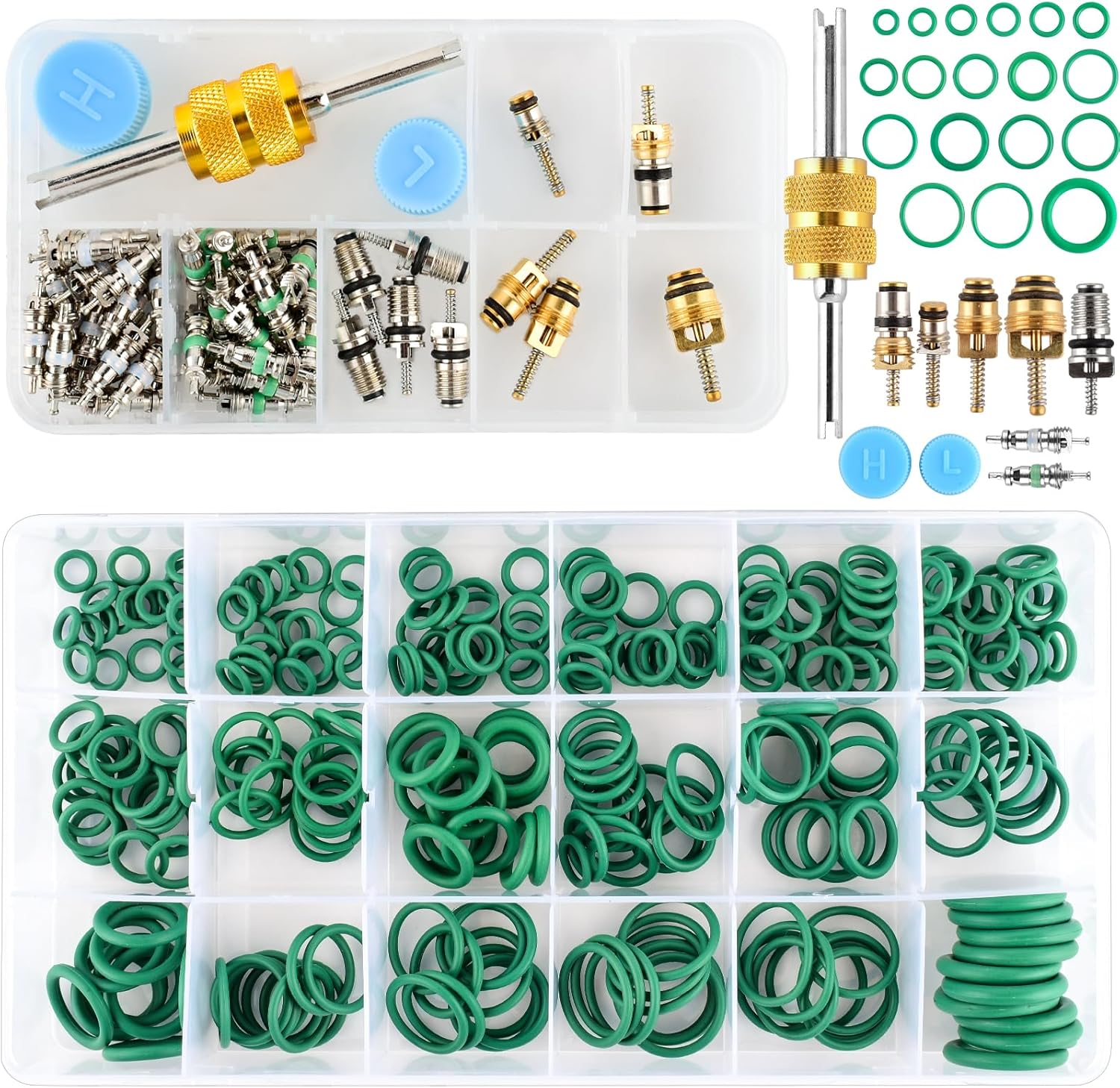 270PCS Rubber O-Rings + 63PCS AC Valve Cores Kit | Car A/C Repair Toolkit with Removal Tool | Fits R12 & R134A Systems | Restore Auto Air Conditioning Performance image number 5