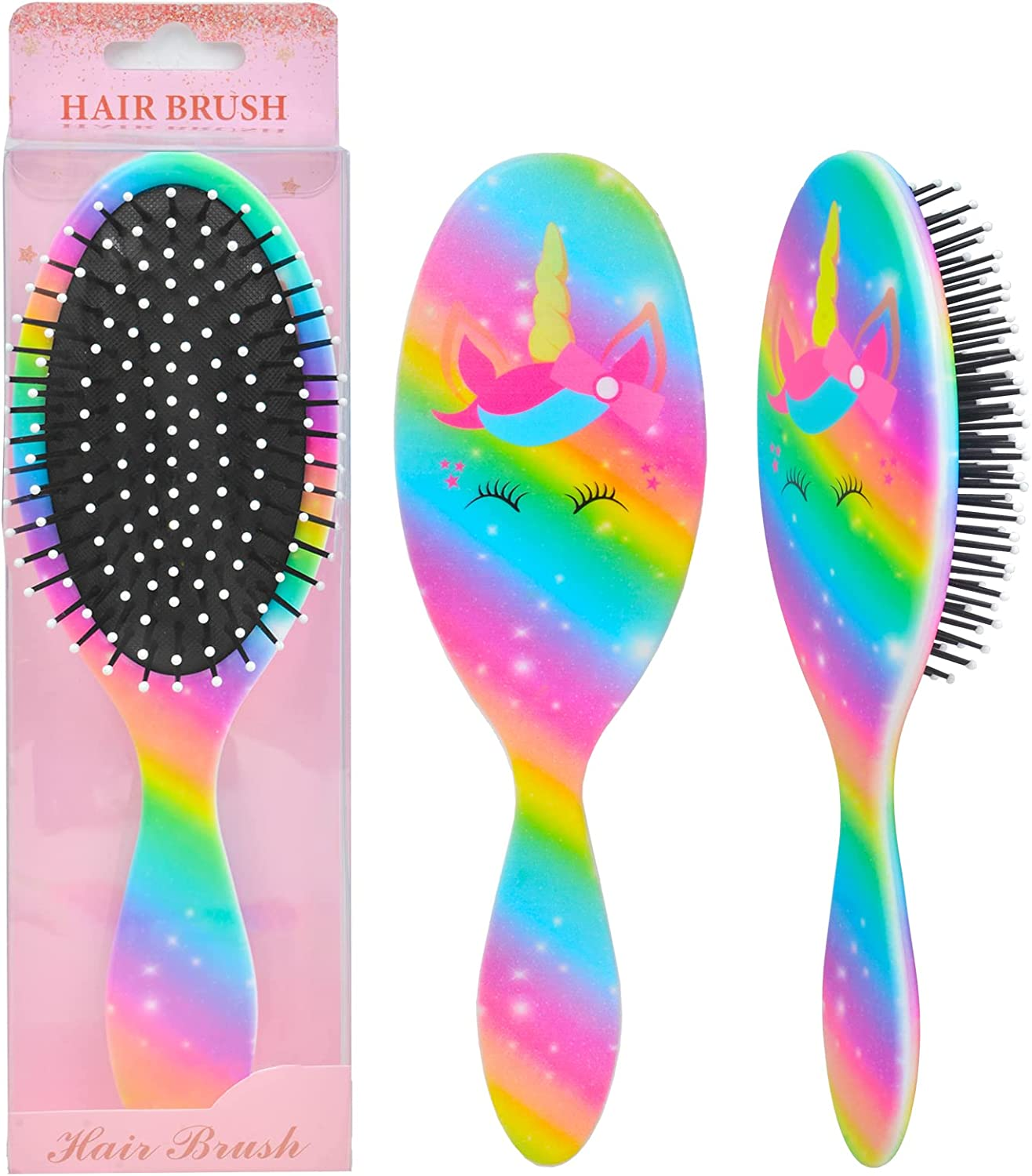 Kids Hair Brush Girls, Toddler Wet Dry Detangling Hair Brush for Curly Thick Hair Pain-Free Comb Girls Kids Women Unicorn Mermaid