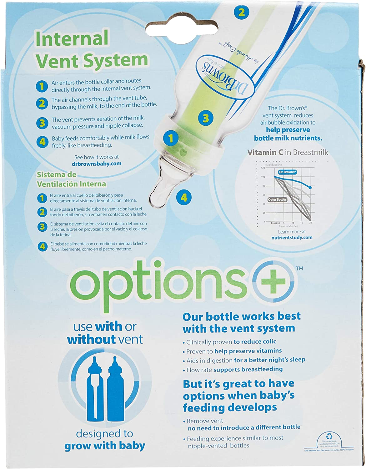 Dr. Brown'S Options plus with Level 1 Teat Feeding Bottle 3 Pack, 120 Ml image number 6