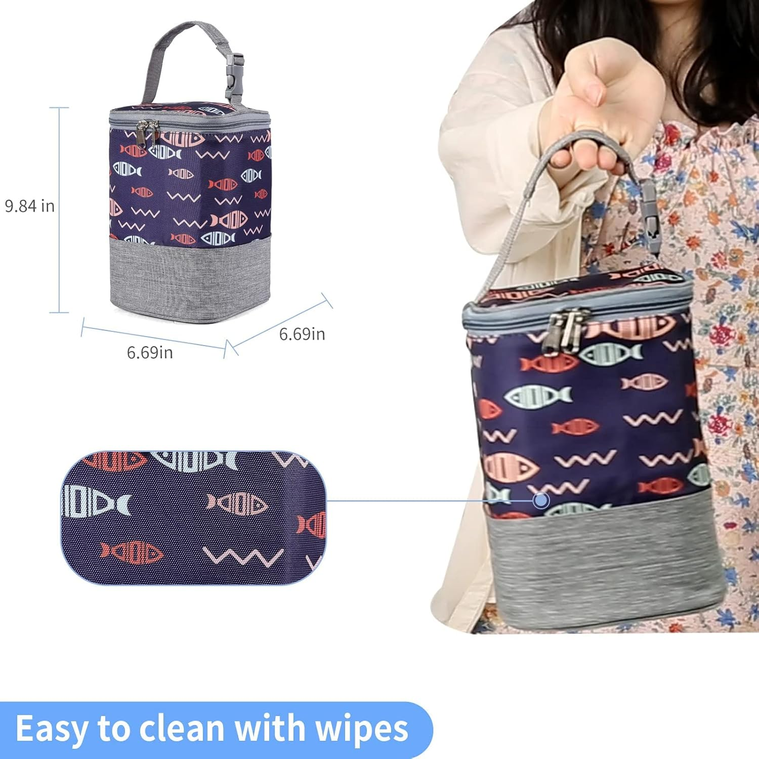 Bottle Bag with Ice Pack Cooler - Insulated Tote for Working Mom, Breastmilk Cooler for up to 4 Large 8 Ounce Bottles image number 3