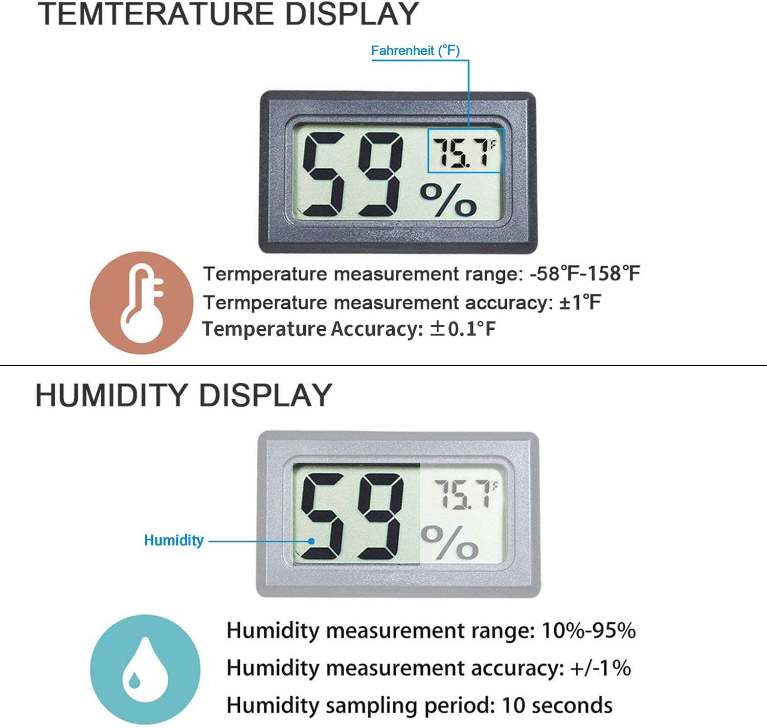 Goabroa Mini Hygrometer Thermometer Digital Indoor Humidity Gauge Monitor with Temperature Meter Sensor Fahrenheit (℉) image number 1