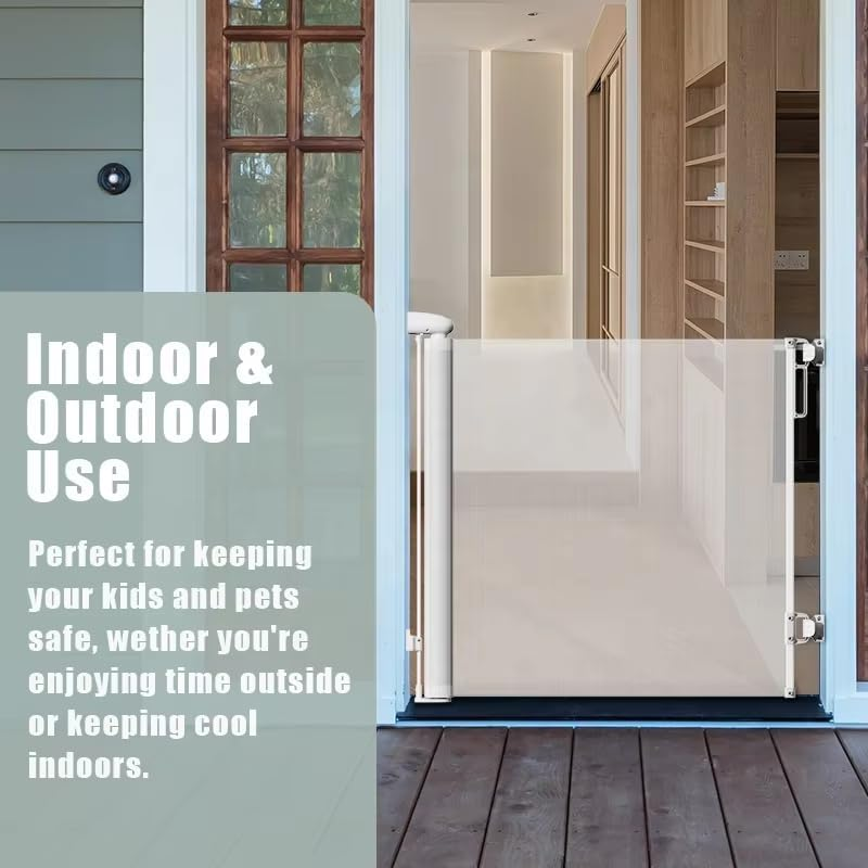 Retractable Baby Gate 140&times;86 Cm with Dual Locking System, Auto-Closing Safety Gate for Stairs & Doorways, Space-Saving Design, Low-Noise Mesh, Easy No-Drill or Drill Installation image number 6