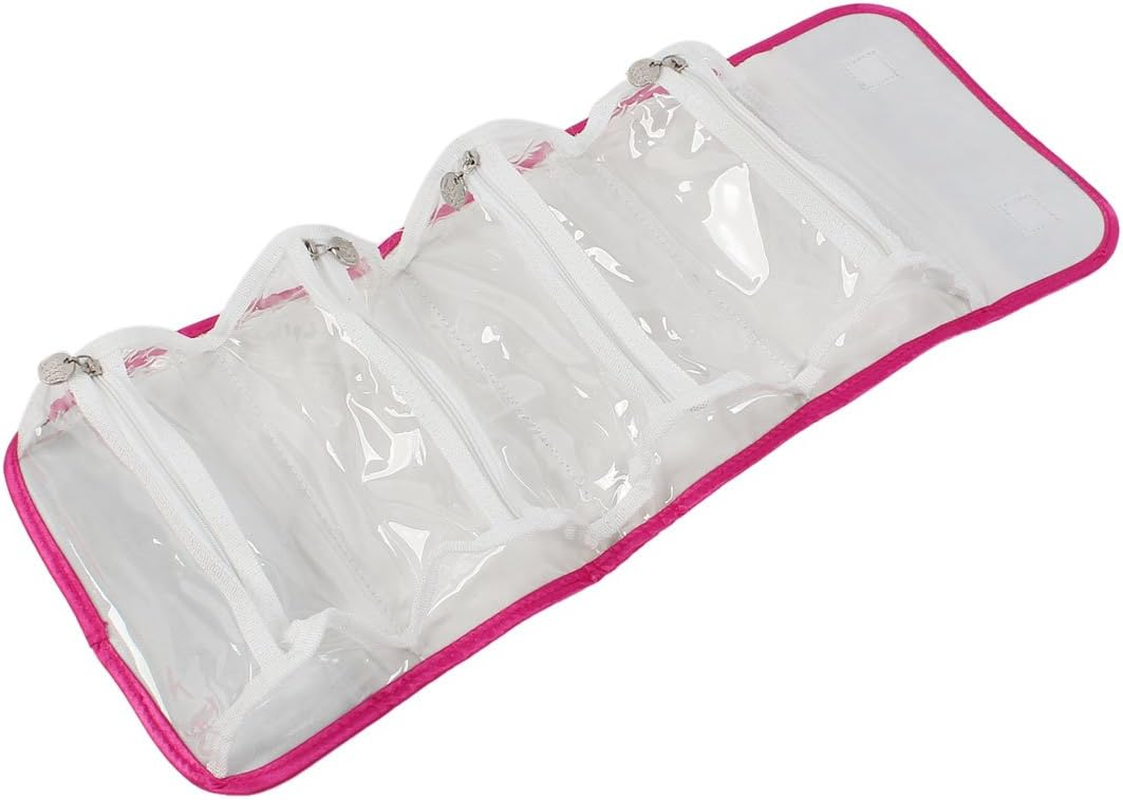 Ruilogod Polyester Lady Toiletry Wash Foldable Cosmetic Storage Handbag Fuchsia (Id: 505 Cc2 E4A A9B 237, Multiple Colors, Small, Wire Collated image number 2