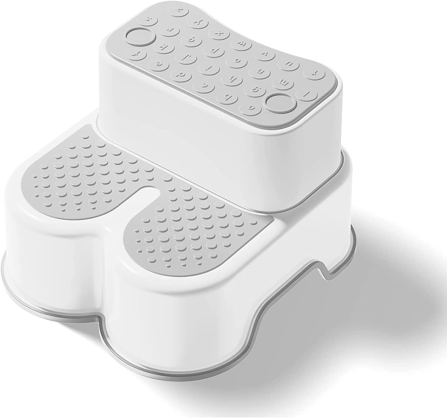 Uandhome 2 in 1 anti Step Stools for Kids and Adults, Toddler Step Stool for Toilet Potty Training, Detachable Potty Stools with ABC and Handles, Anti-Slip Stackable Double up Two Foot Step Stool for Bathroom, Kitchen Toilet Potty (Grey) image number 2