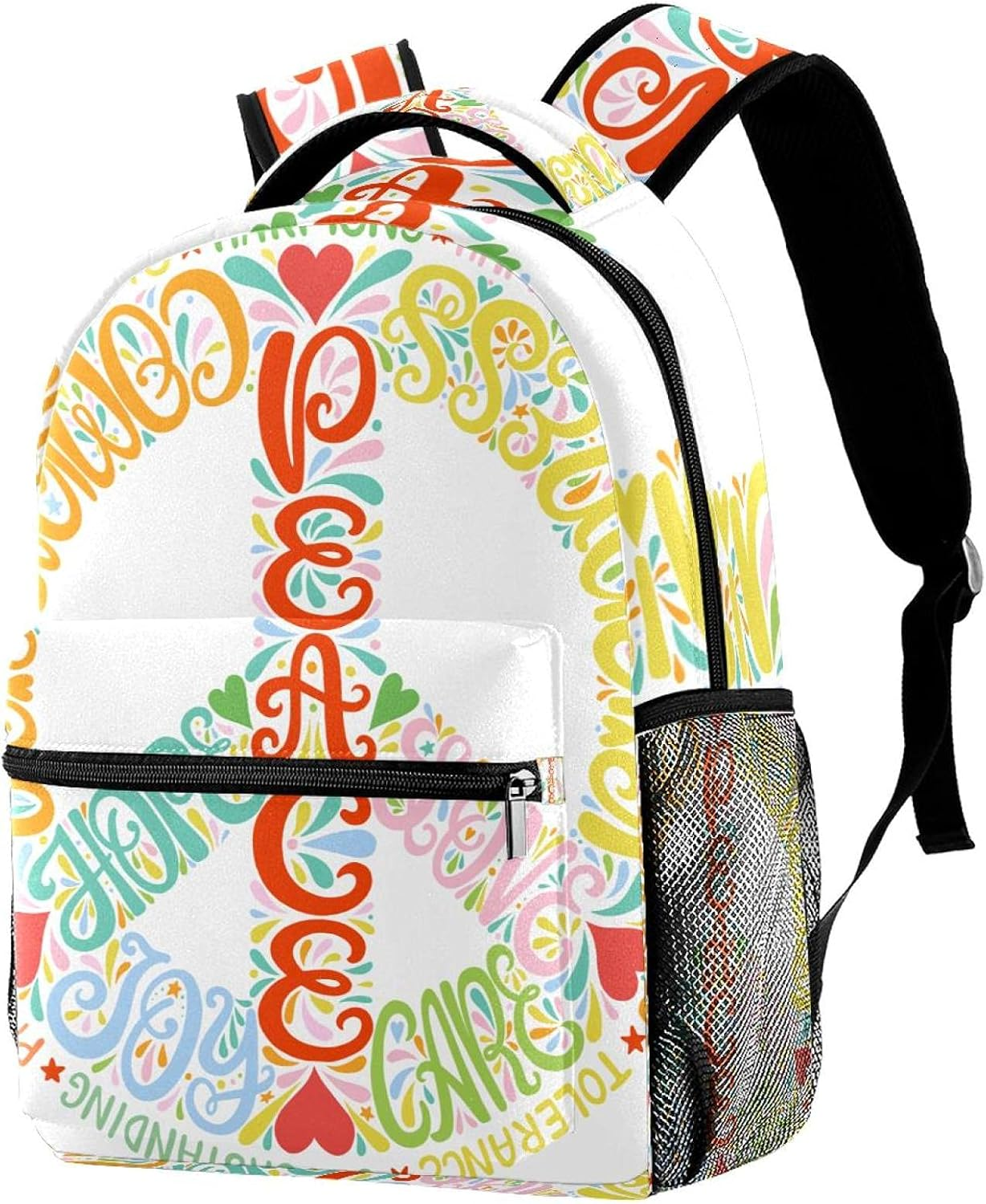 Peace Sign Backpack Students Shoulder Bags Travel Bag College School Tote Backpacks